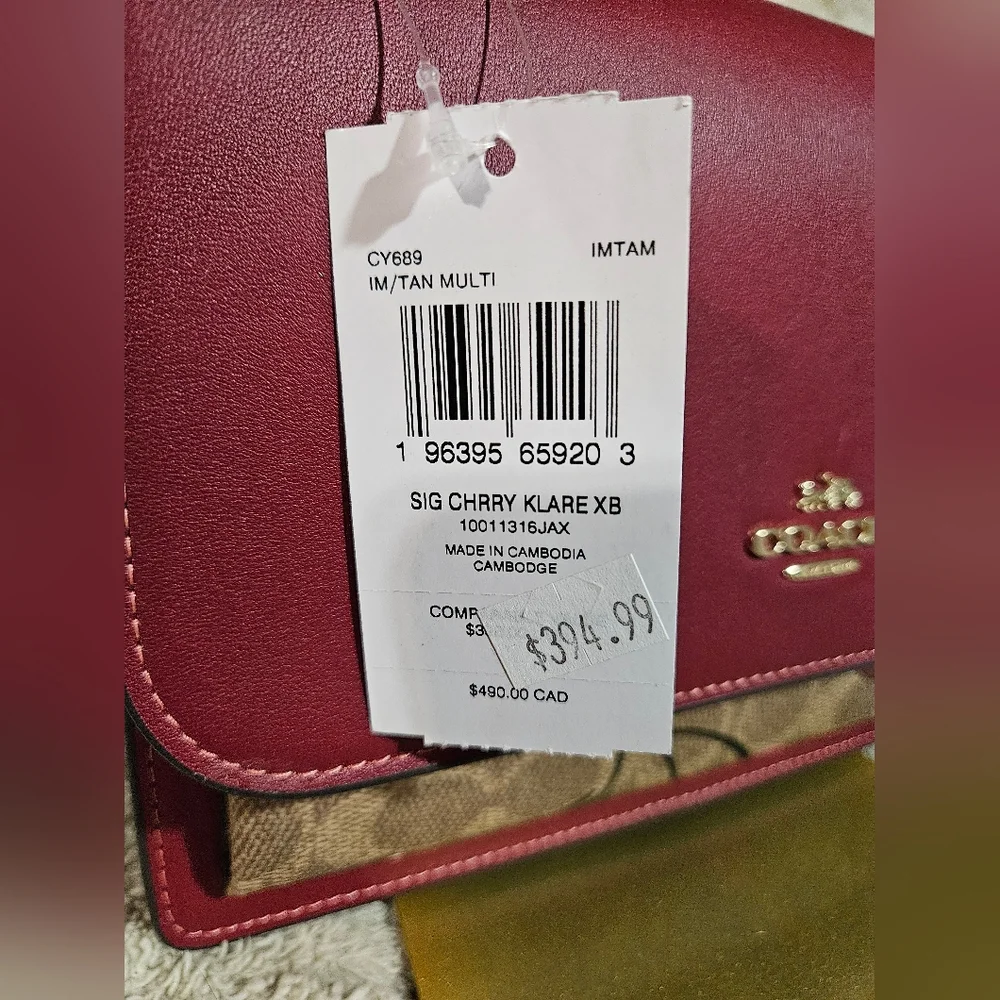 Coach NWTS Signature Cherry Klare Red and Gold Crossbody Bag - Picture 8 of 16